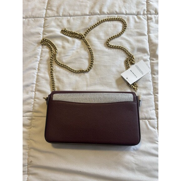 Coach Mila Crossbody Bag Polished Pebble Leather Merlot Gold Chain New with Tags - Picture 12 of 15